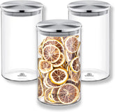 Wilmax Vorratsgläser-Set aus Borosilikatglas, Edelstahldeckel, 3er-Set WL-888515/A3